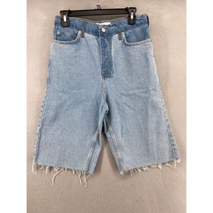Topman Shorts Mens Sz 28 Slim Cut Off Denim Shorts Raw Hem Pockets Button Fly‎
